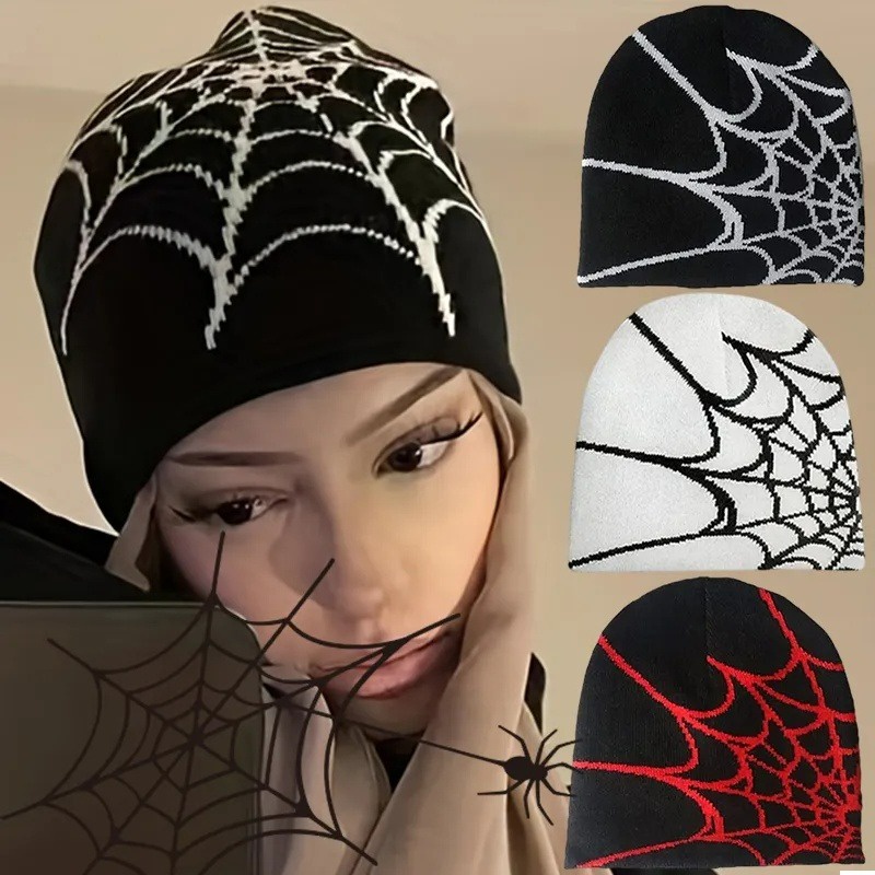Mũ Len Beanie In Hình Nhện Phong Cách hip hop Thời Trang