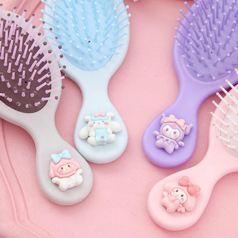 Hello Kitty Kawaii Dụng Cụ Trang Điểm Kuromi Cinnamoroll Hoạt Hình Đệm Lược Sanrioed Búp Bê Sanrio Cô Gái Trái Tim Dễ Thương Lược Di Động.