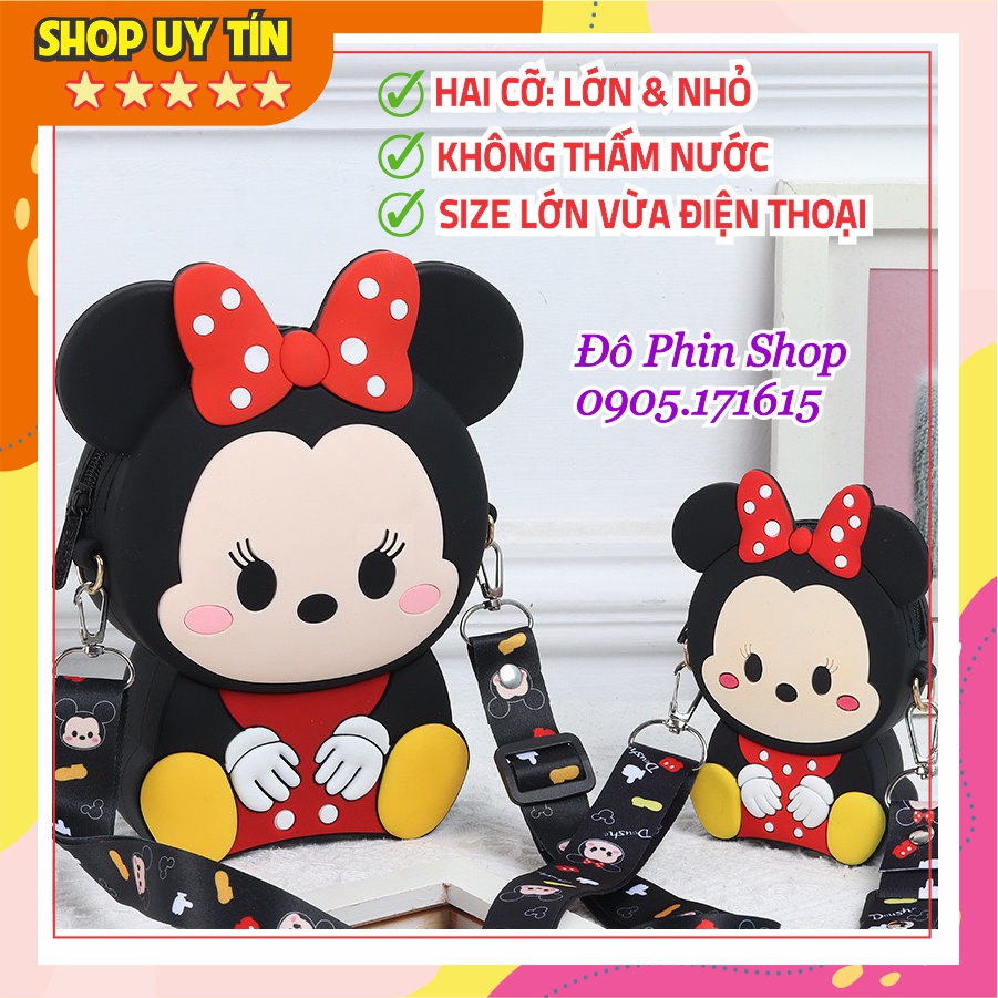 [Lớn, vừa điện thoại] Túi xách đeo chéo silicon hình mickey minnie thời trang dễ thương làm quà tặng bạn gái