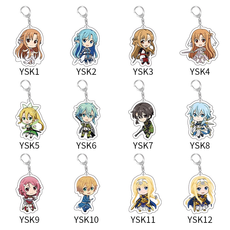 Móc Khóa Nhựa acrylic Trong Suốt Hình Nhân Vật Hoạt Hình sword art online