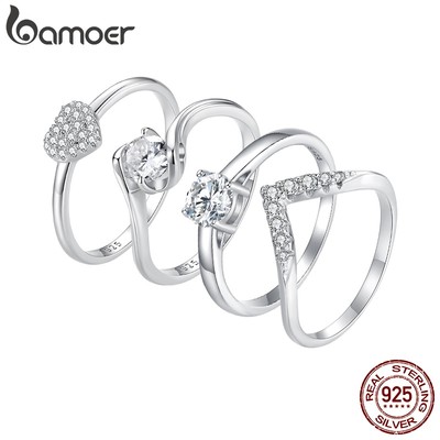 BAMOER Nhẫn Đeo Tay Bạc 925 Thời Trang Cho Nữ MSR005-5