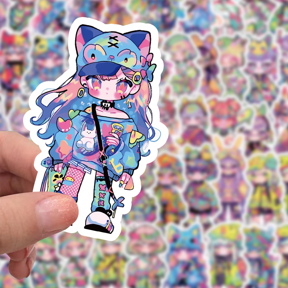 Bộ 60 Miếng Dán Trang Trí Mũ Bảo Hiểm / Bút Chì Họa Tiết graffiti Dễ Thương