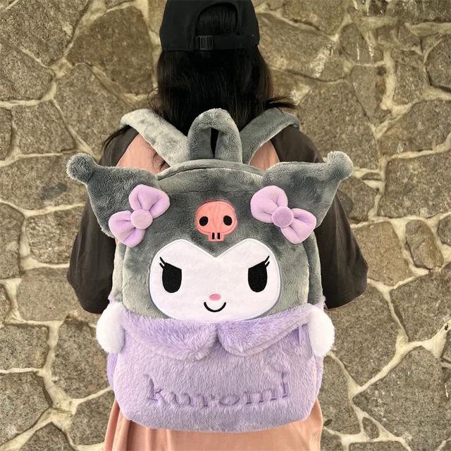 Mới sanrio Ba Lô Đeo Vai Hình cinnamoroll kuromi / Trái Tim Sức Chứa Lớn Nhồi Bông Đáng Yêu Làm Quà Giáng Sinh Cho Bé Gái