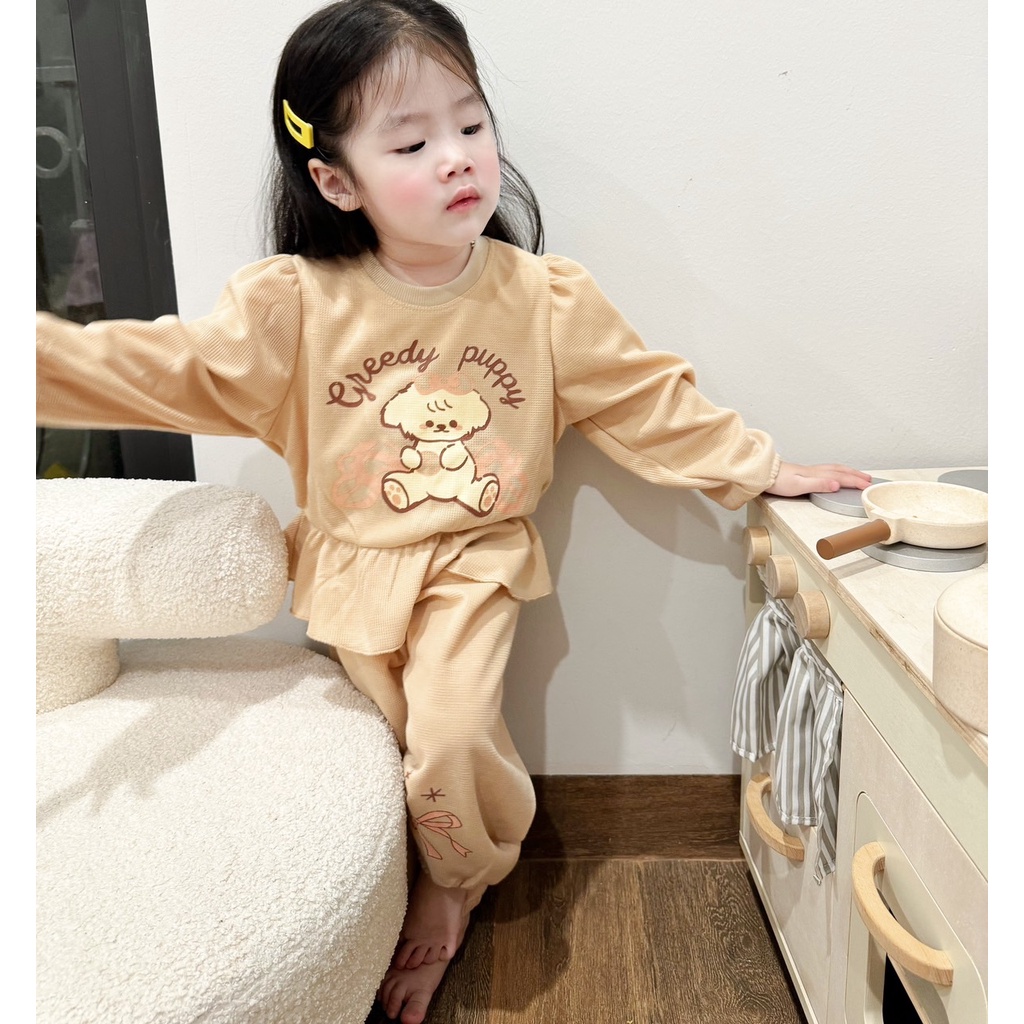 ✨MALINHKID✨BN096- Bộ nỉ da cá PUPPAY dáng peplum trẻ em VNXK