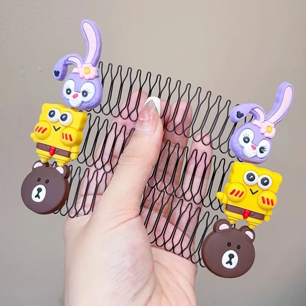 Cài tóc xước tóc bằng sắt co giãn giữ tóc con đính 2 mặt thú dễ thương CA46