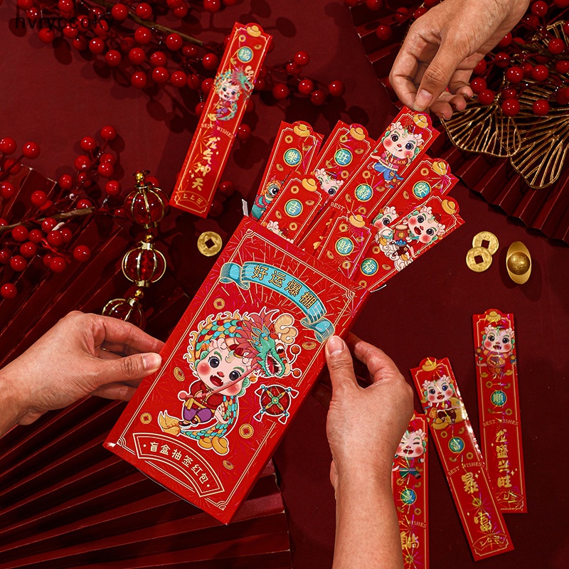 Set 12 Bao Lì Xì Năm Mới Hình Rồng Đỏ May Mắn