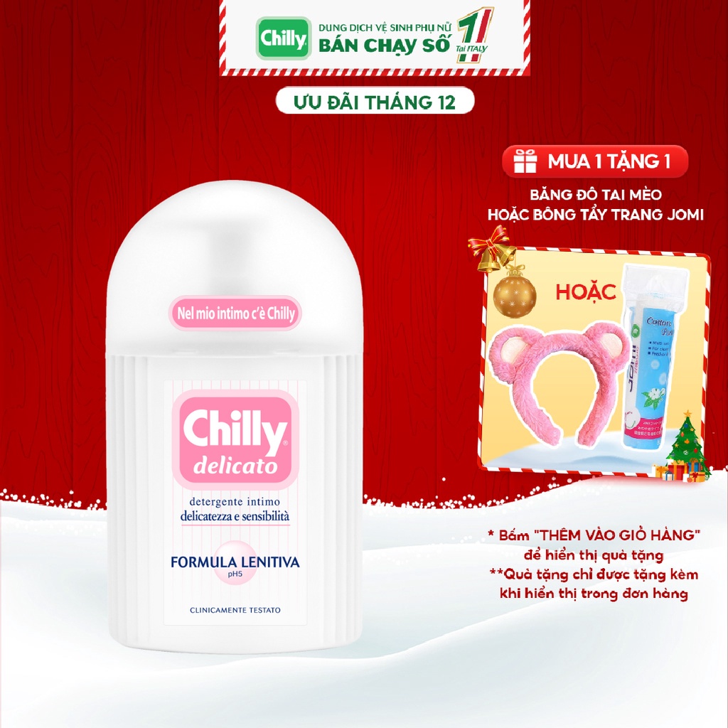 Dung dịch vệ sinh phụ nữ Chilly Delicato chiết xuất lô hội dưỡng mềm mại, sạch dịu êm chai 200ml