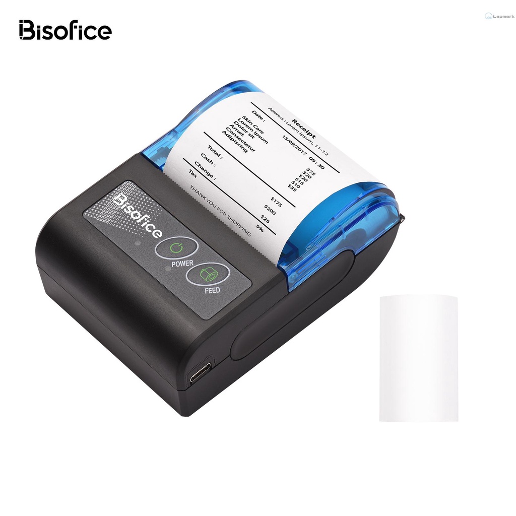 Bisofice Máy In Nhiệt Không Dây mini 2 inch usb Kèm Giấy In 58mm Tương Thích Với ios android Cửa Sổ Bán Hàng