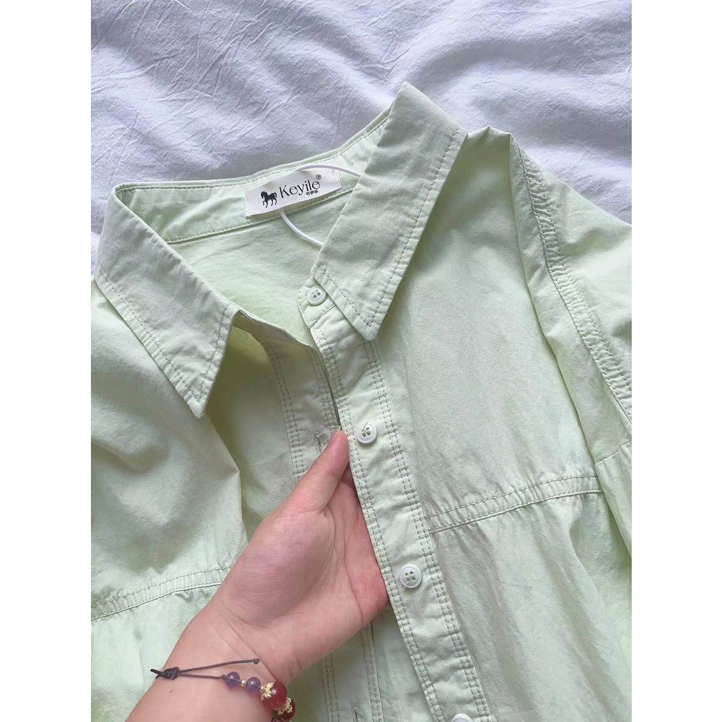 Áo Sơ Mi cotton Tay Dài Màu Hồng Ngọt Ngào Thời Trang Hàn Quốc Cho Nữ