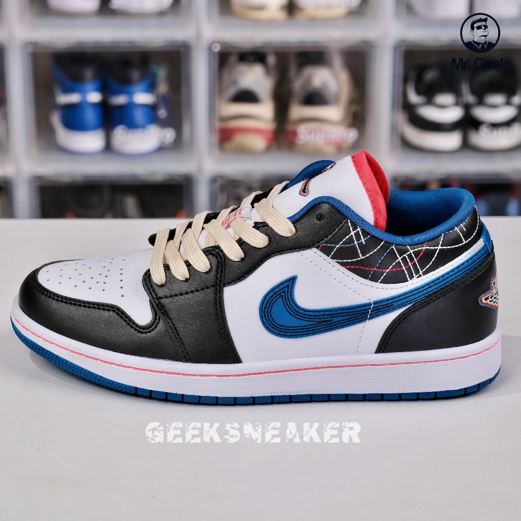 Giày Sneaker Air Jordan 1 Low ‘White Industrial Blue Siren Red’
