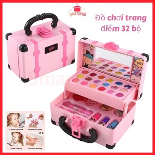 Smartliving Đồ chơi trang điểm cho bé gái 32 chi tiết vali trang điểm cho bé đồ chơi cho bé gái,hộp trang điểm công chúa, đồ chơi trang điểm, đồ chơi trang điểm cô gái, lấp lánh và an toàn không độc hại
