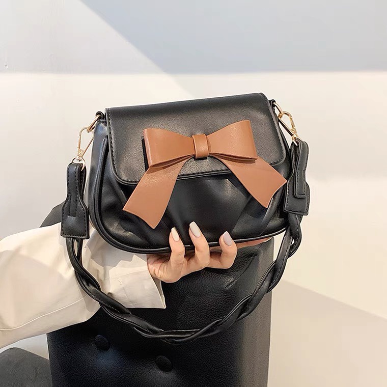 Qbag Túi Xách Da Mềm Đính Nơ Tinh Tế Chất Lượng Cao Thời Trang Đơn Giản Dành Cho Nữ