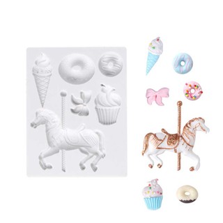 KALAIEN Carousel Bánh Silicon Fondant Khuôn Socola Cupcake Cookie Muffin Khuôn Trang Trí