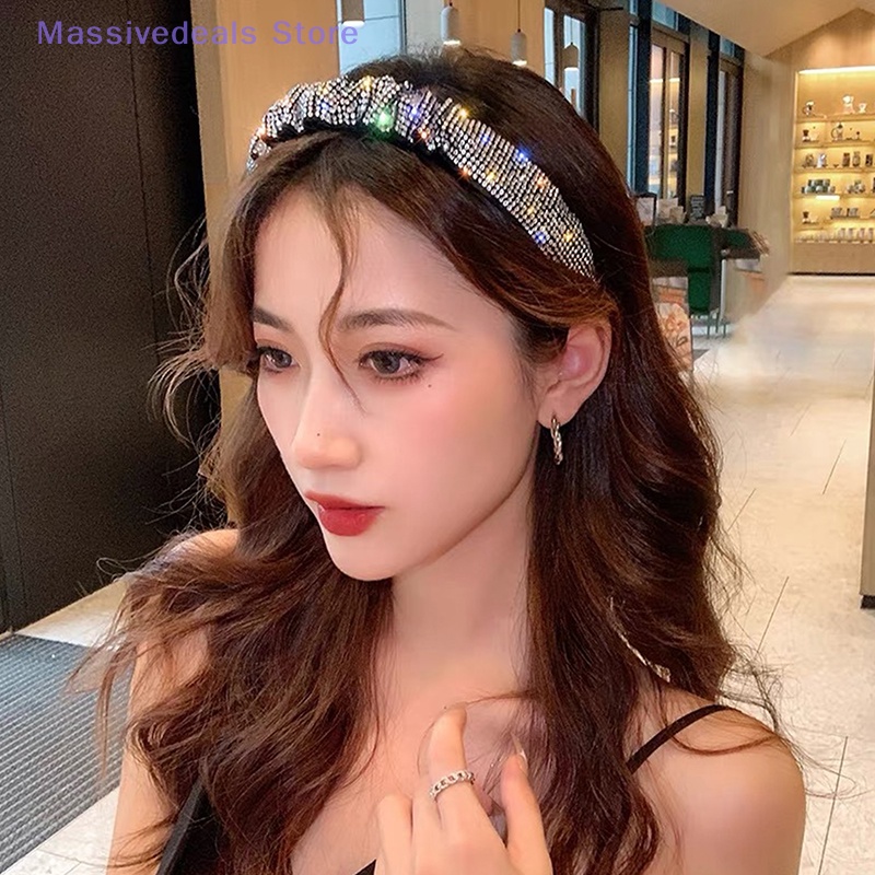 Băng Đô Cài Tóc Đính Đá Đen Trắng Phong Cách vintage Cho Nữ Mới