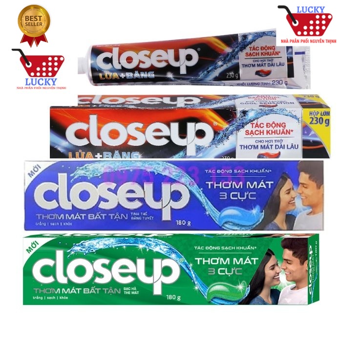 Kem Đánh Răng Closeup 180g-Thơm Mát Bất Tận than hoạt tính dừa muối biển trăng răng