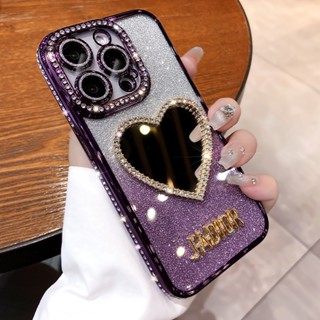 Ốp Điện Thoại tpu Dẻo Họa Tiết Trái Tim & Gương Cho iphone 11 12 13 14 15 pro max 14plus 15plus