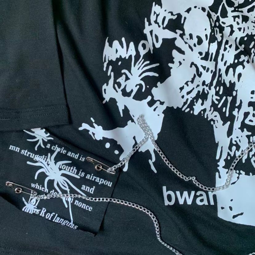 Áo Thun Dây Rút Hở Vai Dáng Rộng Phong Cách gothic punk y2k Millet hot girl Cho Nữ