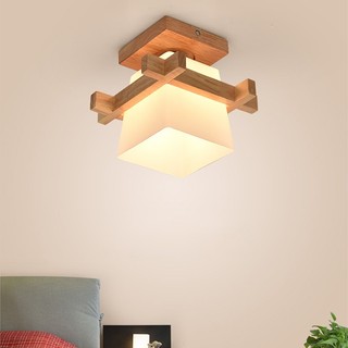 Bắc Âu Đơn Giản Kính Gỗ Chắc Chắn Led Đèn Trần Gỗ Cá Tính Nghệ Thuật Lối Vào Đèn Hành Lang Nhật Bản Log Ais Ban Công Ánh Sáng