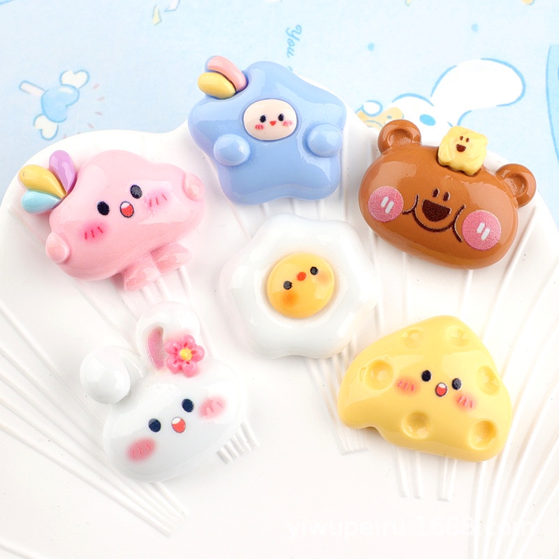 PVN62100 Kẹp Tóc Hình Ngôi Sao Đám Mây, Thỏ, Trứng, Phô Mai, Gấu Cho Bé Gái T2