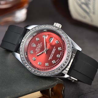 Thời Trang Đồng Hồ Nam Dây Cao Su Mặt Đính Kim Cương Sang Trọng