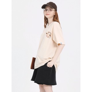 Áo thun nữ form rộng 100% cotton cổ tròn in basic