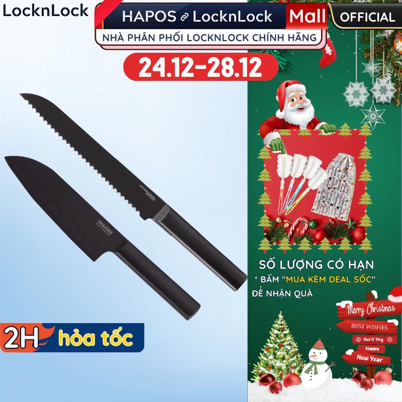 Dao bếp LocknLock 30cm phủ chống dính lưỡi dao mỏng và sắc Santoku Nhật Knife bằng thép không gỉ nguyên khối - HAPOS