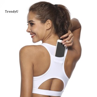 Áo ngực thể thao crop top co giãn có túi sau lưng cho nữ