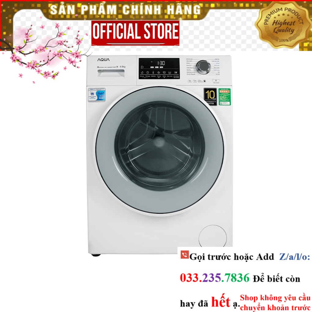 SALE> Máy giặt Aqua Inverter 8.5 kg AQD-D850E W <