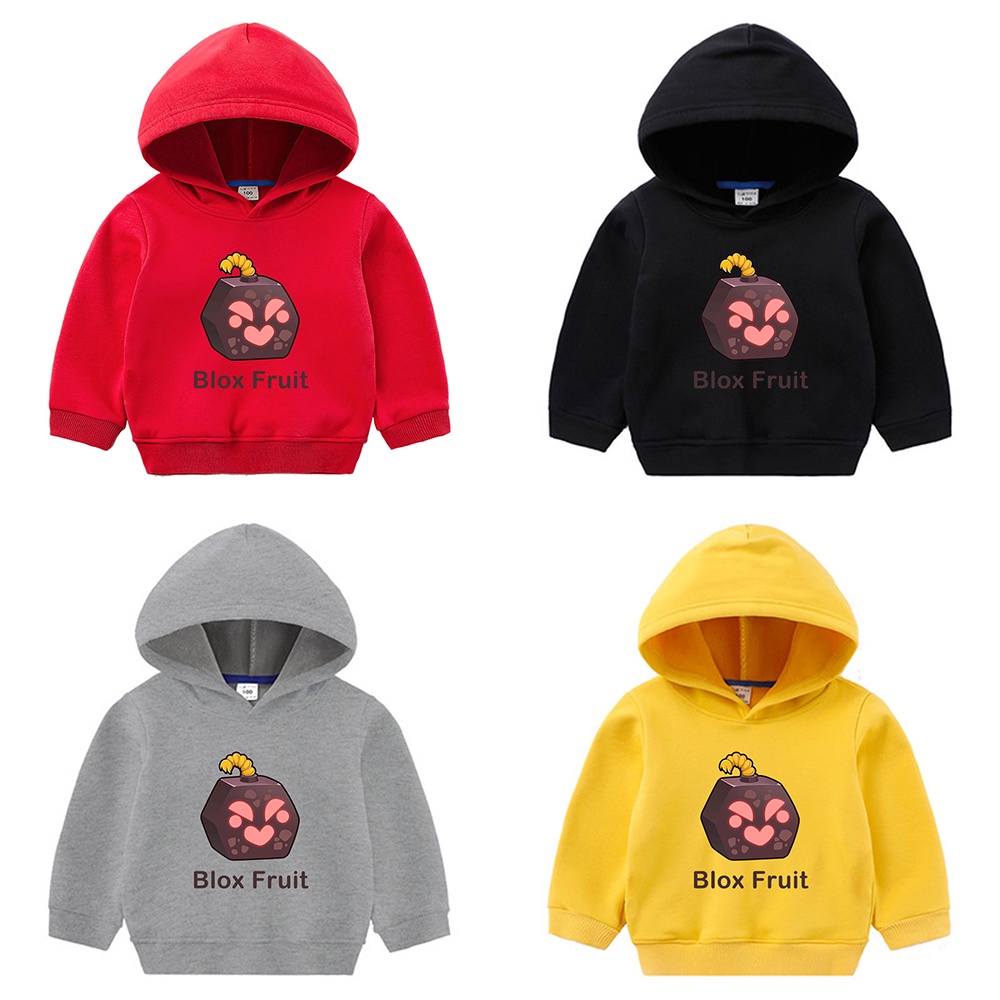 Mingyuan Bomb Fruit Blox Fruit Áo Hoodie trẻ em Đơn giản Hoạt hình giản dị Áo khoác bé trai và bé gái hàng đầu