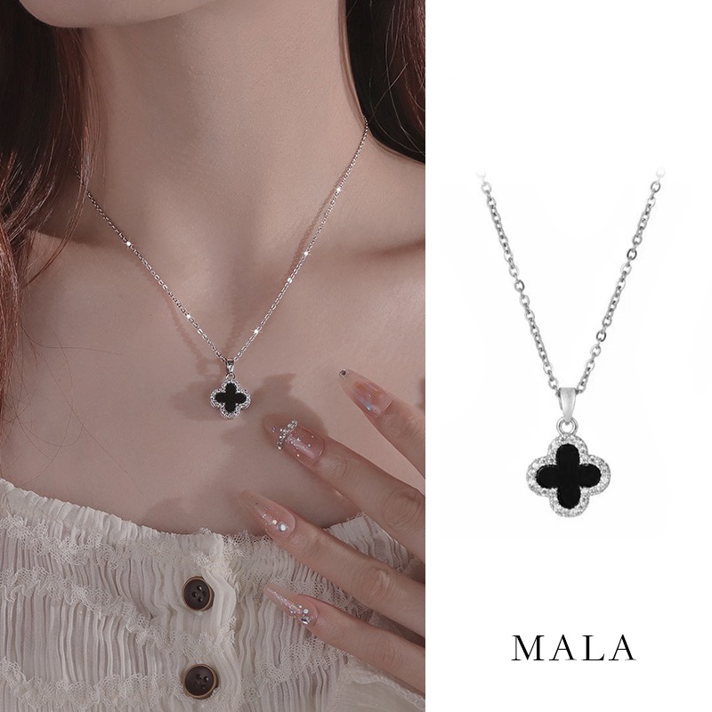 mùa hè Vòng Cổ MAYEBE LAVEND Cỏ Bốn Lá Màu Đen Sang Trọng Cho Nữ