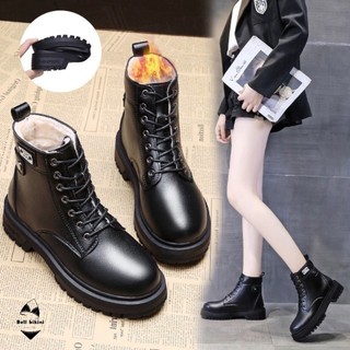 Bốt nữ da mềm lót lông, lót nỉ cổ cao đẹp - giày boot nữ buộc dây phong cách thời trang ulzzang hàn quốc - bell - bt001