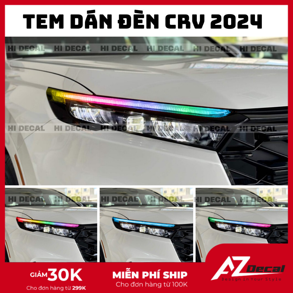 Tem dán đèn CRV 2023 2024 2025, decal trang trí đèn CRV chống nước, bền màu