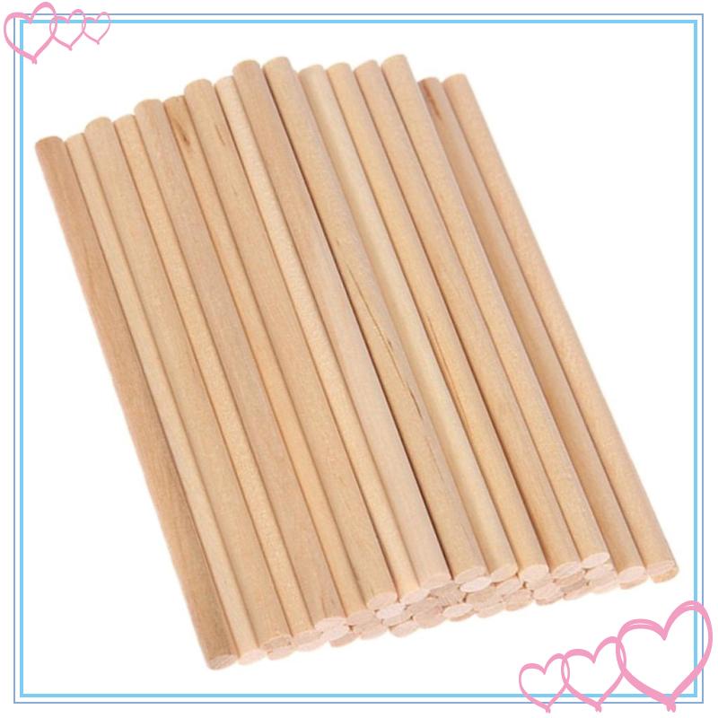 Set 50 Que Gỗ Tròn 10cm / 15cm / 20cm Đường Kính 5mm