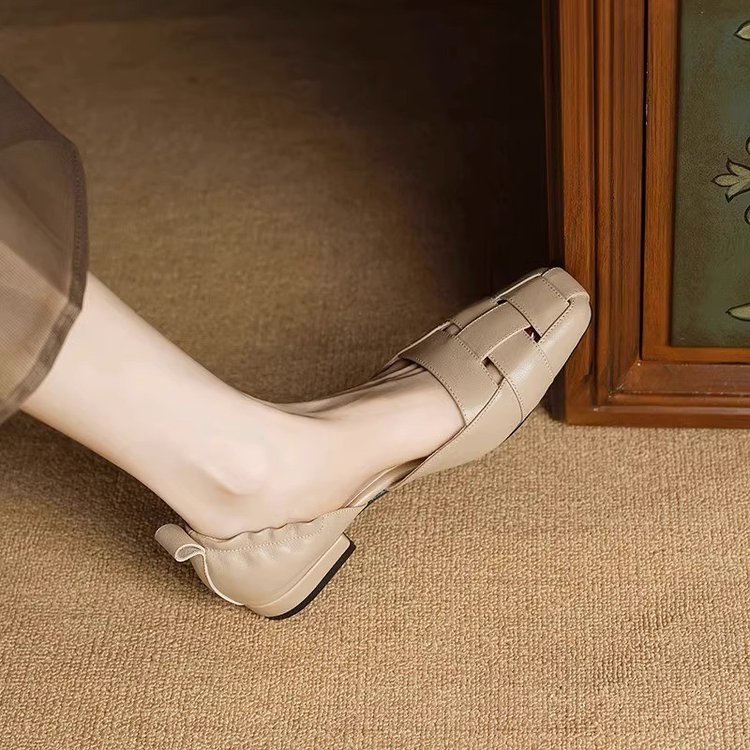 Giày Búp Bê Mũi Vuông Đế Thấp Thiết Kế Trẻ Trung Hợp Thời Trang