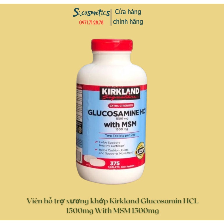 Viên hỗ trợ xương khớp Kirkland Glucosamin HCL 1500mg With MSM 1500mg glucosamine 375 viên