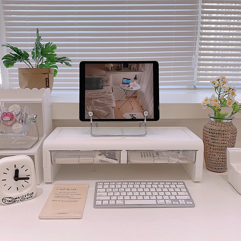 Kệ máy tính có ngăn kéo đựng đồ tiện lợi, kệ để bàn đa năng - Sapo Decor 113