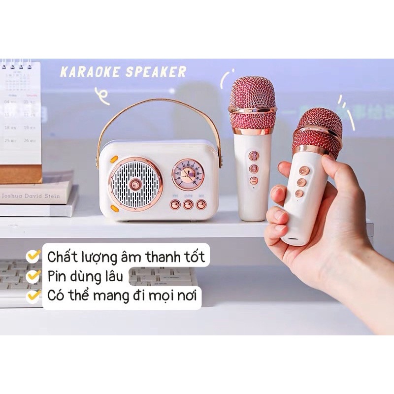Loa bluetooth 2 mic karaoke retro dễ thương có thể thay đổi 6 tone giọng - Sapo Decor 148 | BigBuy360 - bigbuy360.vn
