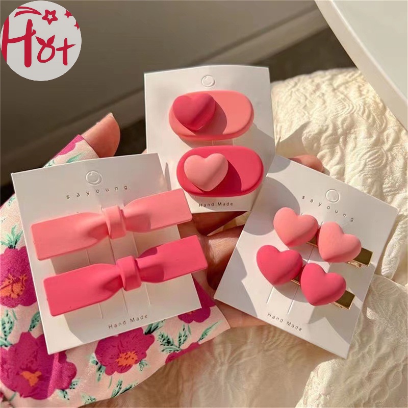 Jr Kẹp Tóc Hình Nơ / Trái Tim / Bông Hoa Màu Hồng Xinh Xắn Cho Bé Gái vn
