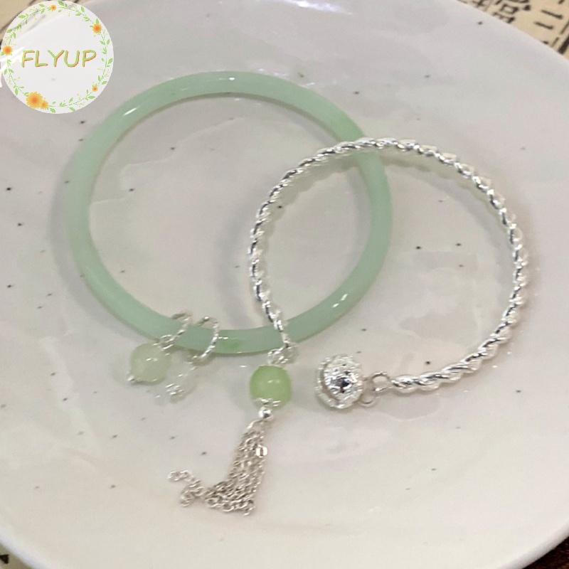 Flyup Vòng Tay Hở Màu Xanh Lá Cây Phong Cách vintage Thời Trang Có Thể Điều Chỉnh Kích Thước Cho Nữ vn