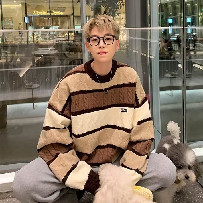 Áo Khoác sweater Dệt Kim Dày Dáng Rộng Kiểu retro Thời Trang Thu Đông Cho Nam