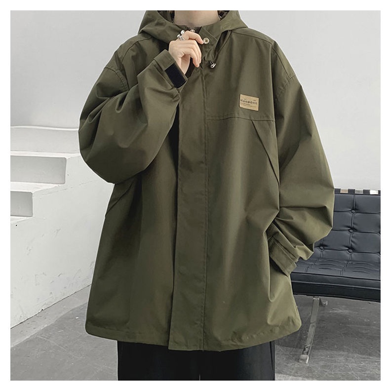 Áo Khoác hoodie Dáng Rộng Phối Túi plus size m-8xl Phong Cách Mỹ Cho Nam