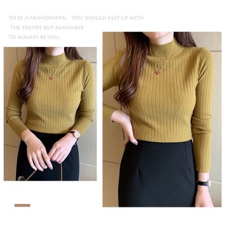 [Hàng Quảng Châu] Áo len cổ 3 phân gân to dáng basic