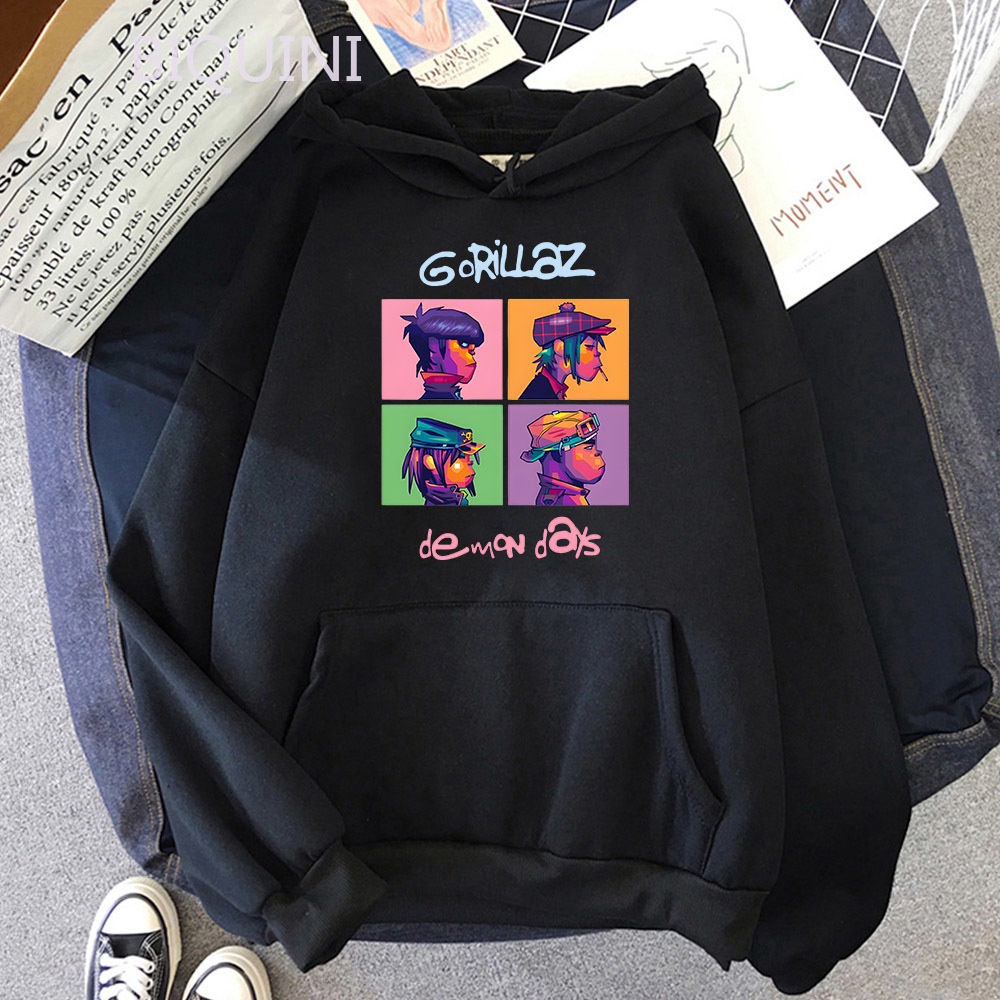 Hoodies gorillaz in thời trang dạo phố harajuku ban nhạc nam nữ thời trang cổ điển