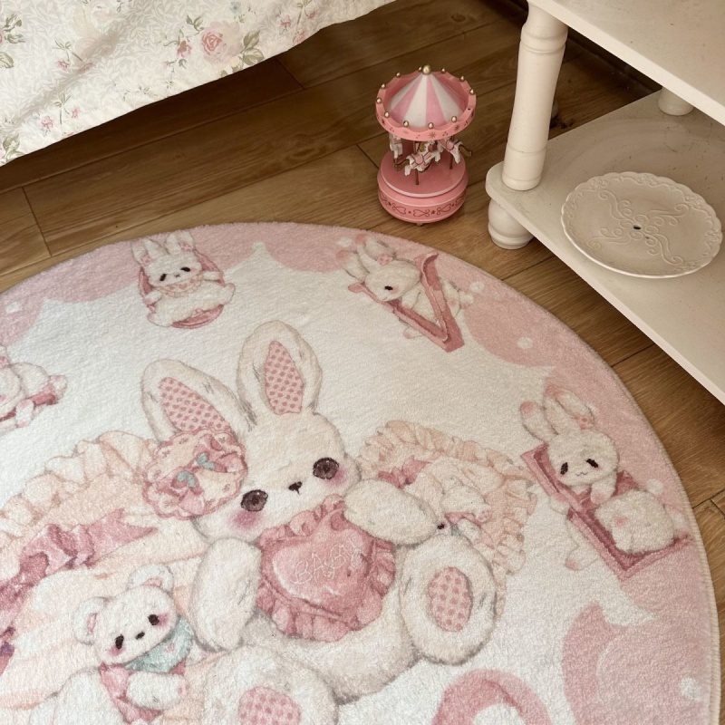 Thảm Lót Sàn Hình Tròn In Hoa Phong Cách Búp Bê Cổ Điển Độc Đáo