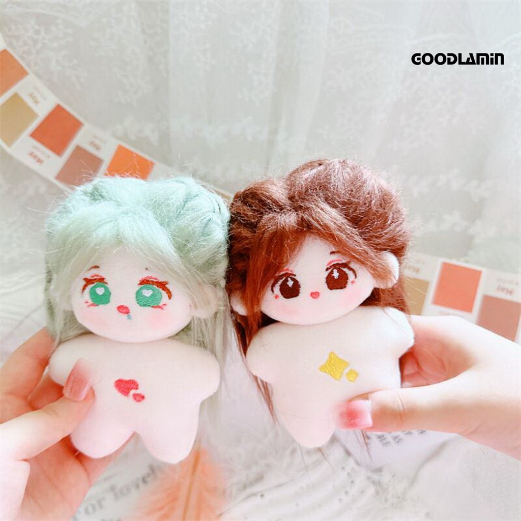 Goodlarxx Búp Bê Nhồi Bông 10cm Thêu Hình Mặt Gấu Trúc Tóc Dài Mặc Đồ Dễ Thương Điện Tử