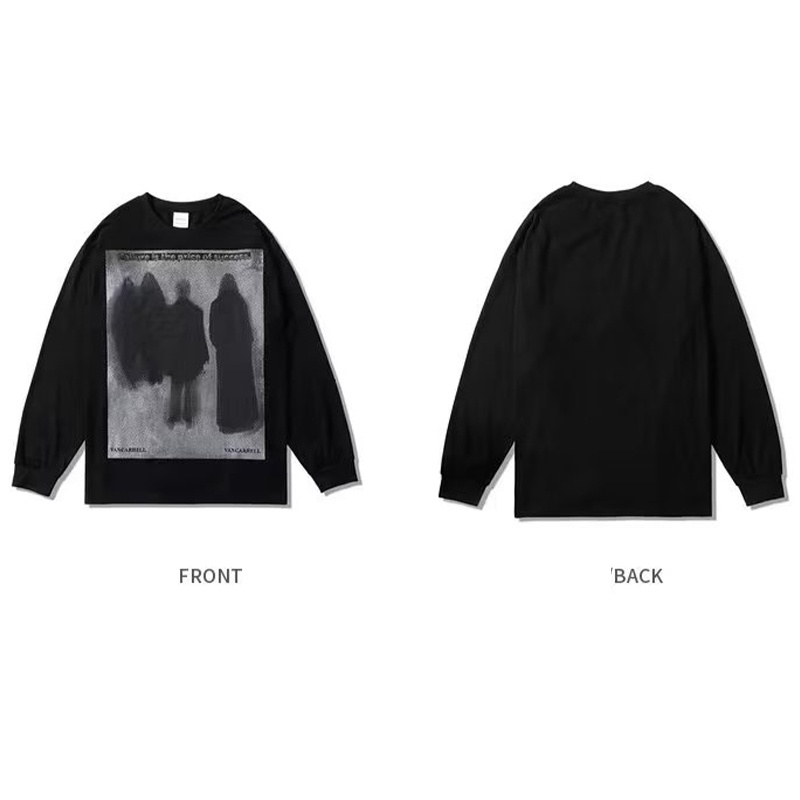 Sinransinya Áo sweater Tay Dài Dáng Rộng In Họa Tiết Bóng Cao Phong Cách hip hop Đường Phố Mỹ Thời Trang Cho Nam