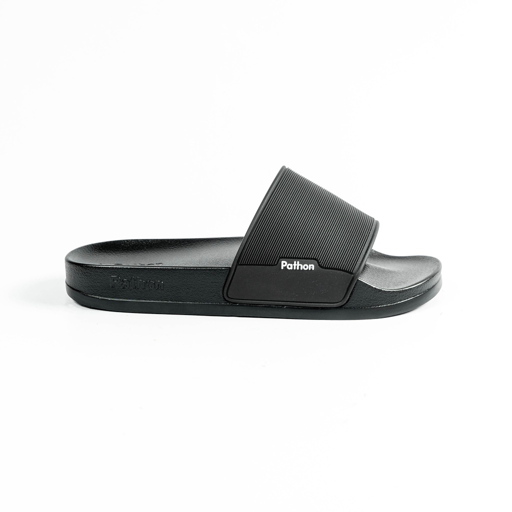 Dép nam nữ quai ngang slipper Pathon quai PVC và đế PU đen quai đen SD23NHAM