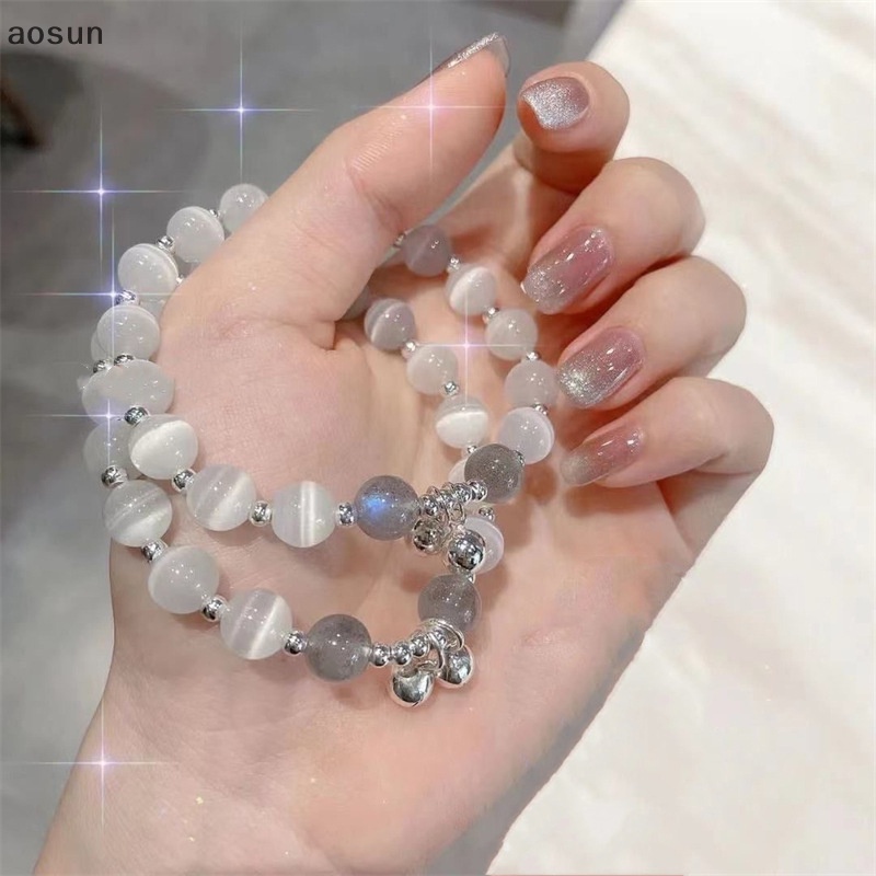 Aosun Vòng Tay Chuỗi Hạt Pha Lê zircon Mặt Trăng Ngôi Sao Dễ Thương Tinh Tế Làm Quà Tặng Cho Bạn Gái
