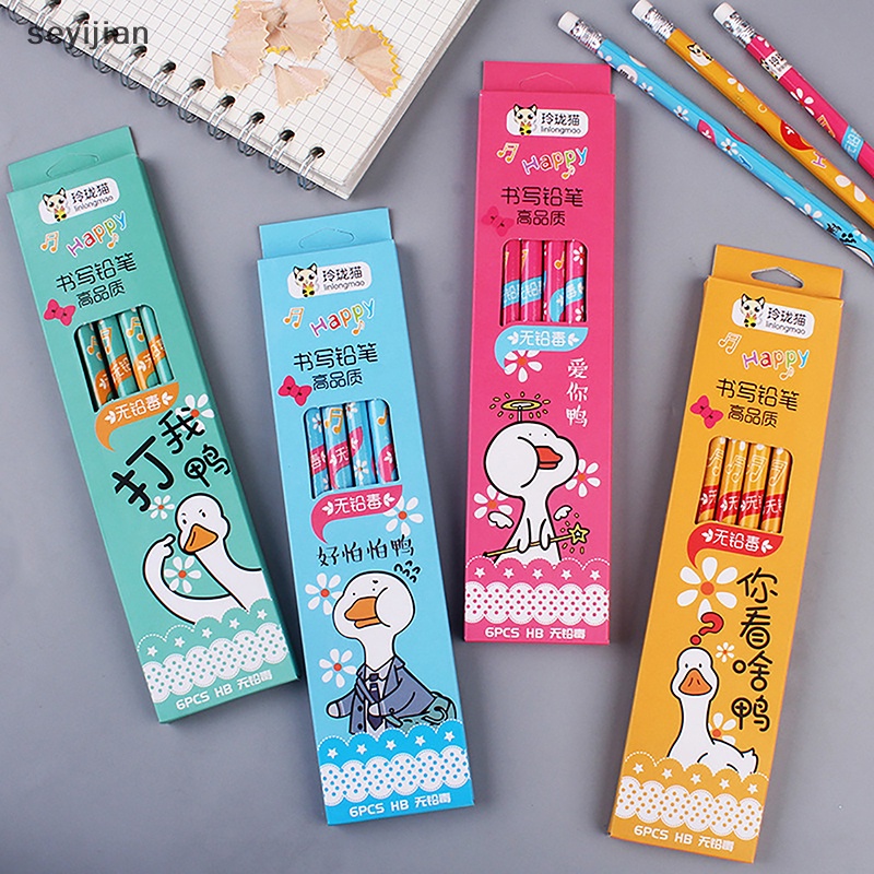 Hộp 6 Bút Chì In Hình Vịt Dễ Thương