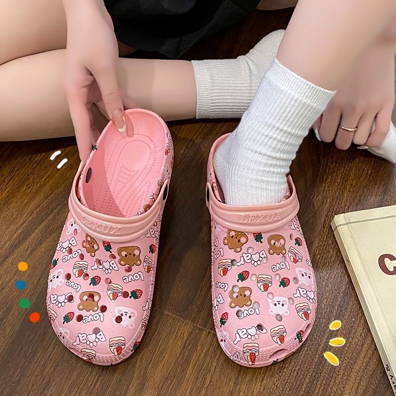 Dép Bít Mũi Chống Trượt Họa Tiết Hoạt Hình Dễ Thương Thời Trang Mùa Hè Cho Nữ